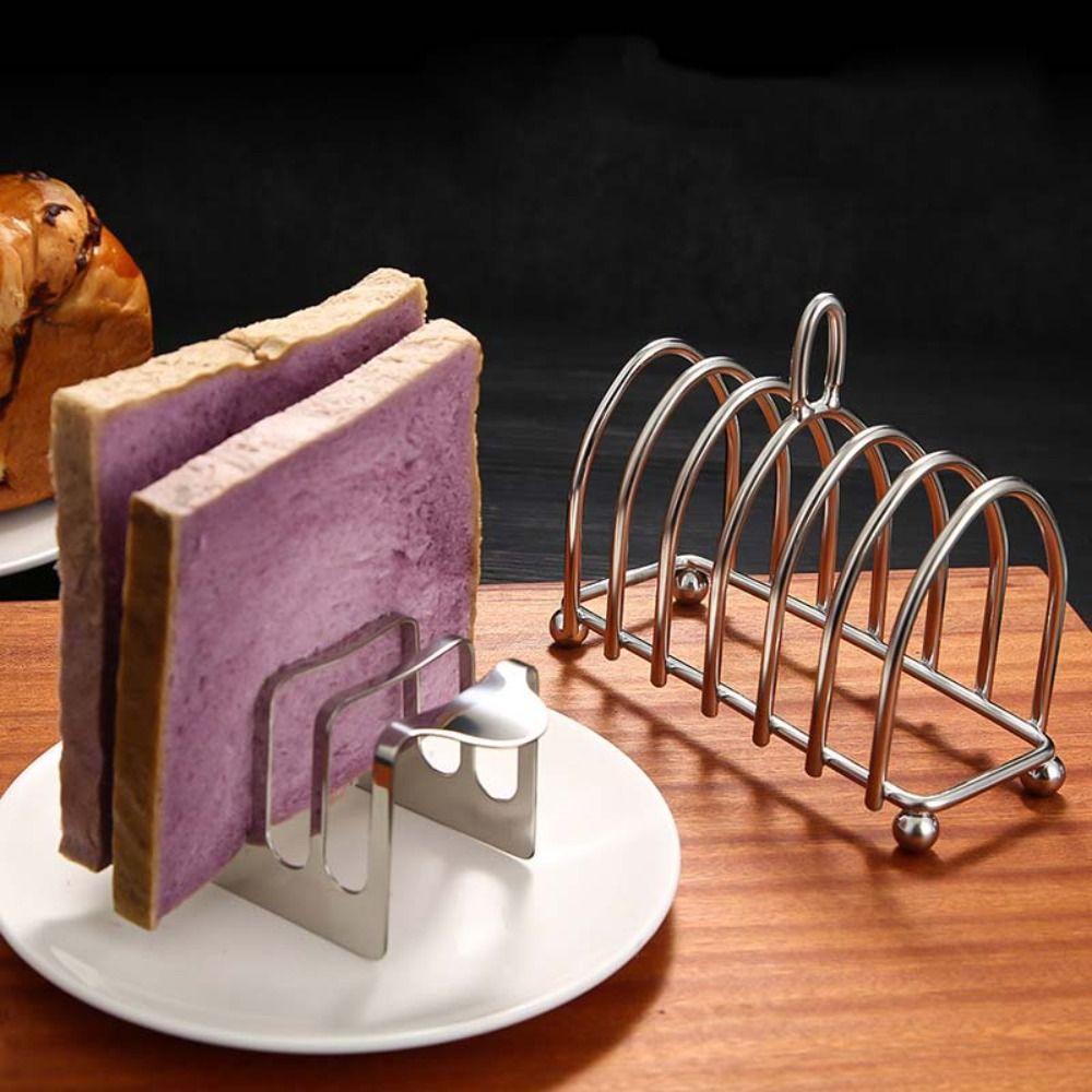 Extended Handle Toast Holder 4 Slices Bread Stand Stainless Steel Toast Rack  Restaurant