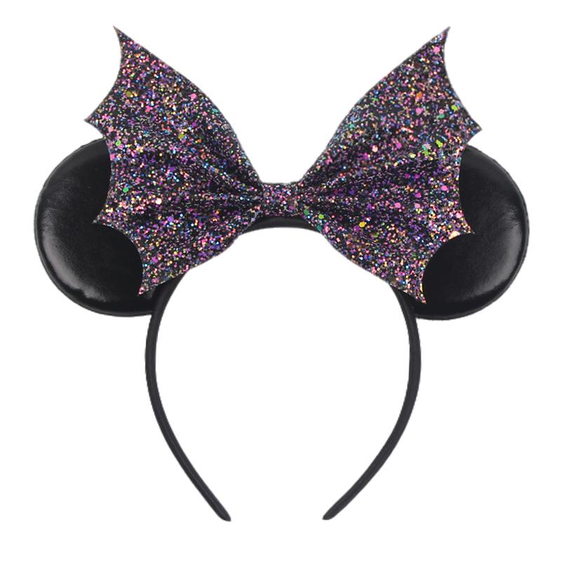 Halloween Mouse Ears Headband Sequins Bow Hairband For Women Featival Party DIY Hair Accessories Boutique