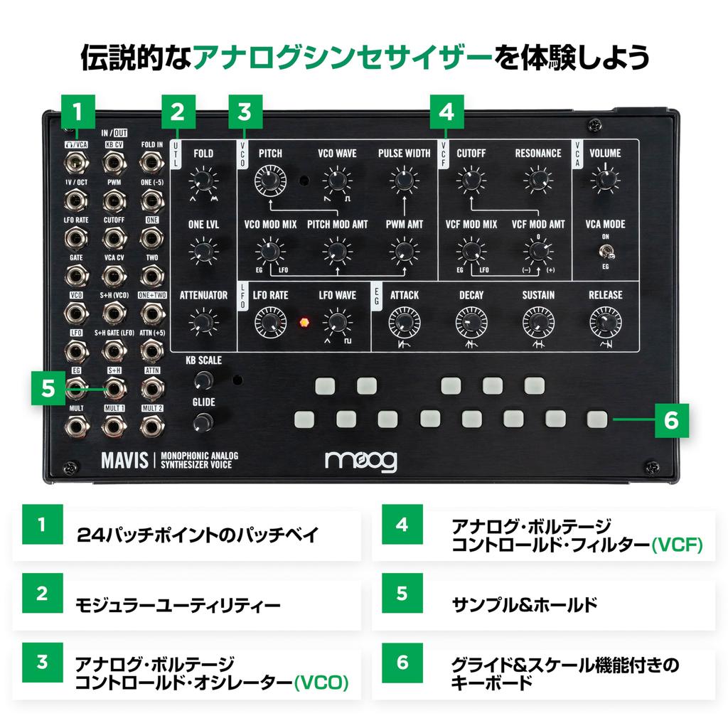 MOOG Mavis Standalone Analog Synthesizer Kit with Keyboard Includes Analog Envelope Wave Folders and Dust Cover Semi-Modular Oscillators, Filters,