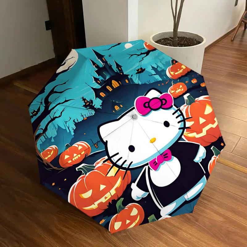 1PC Halloween Hello Kitty Automatic Folding Umbrella | Vibrant Motif & Compact Design for Everyoneyy250930056