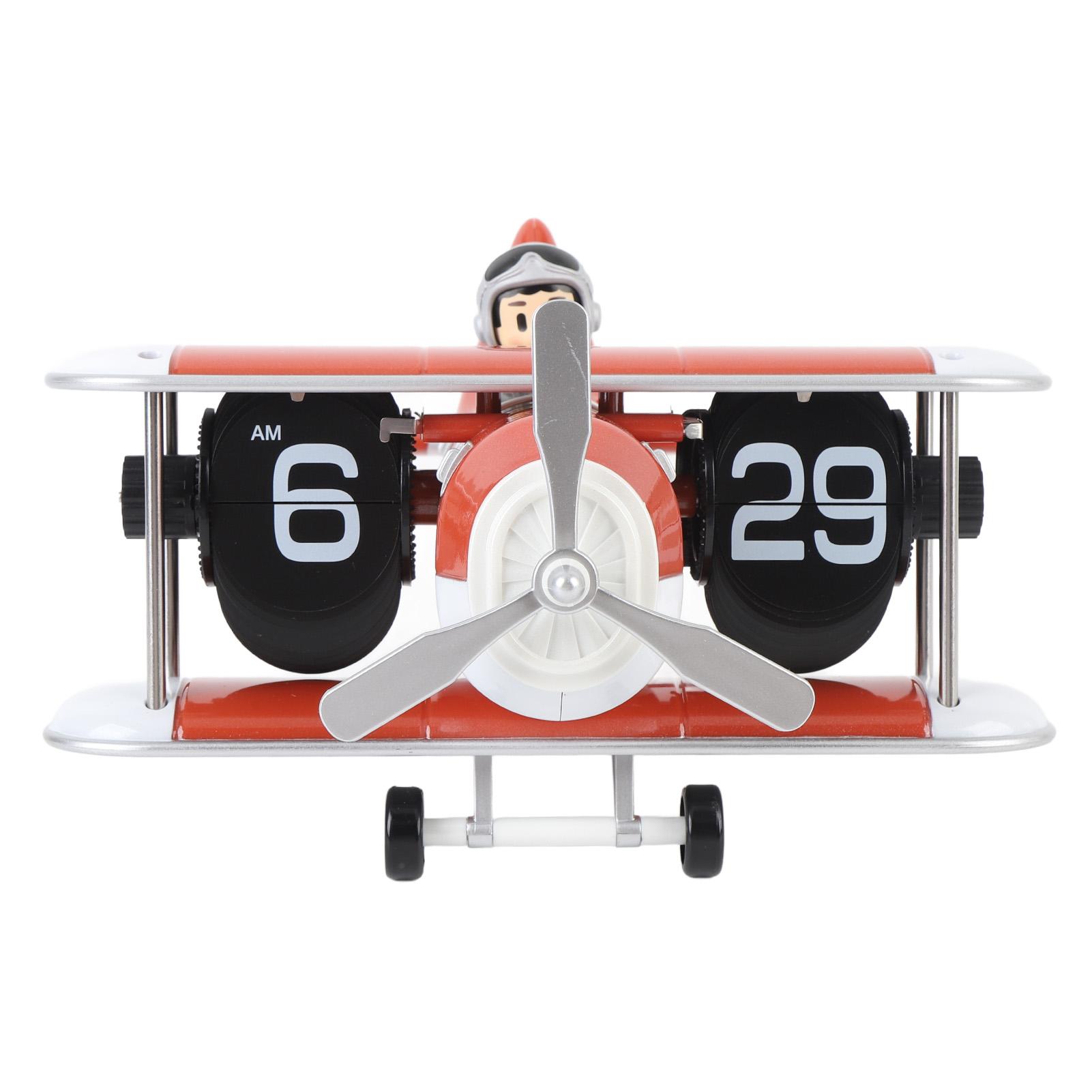 

Часы-перевертыш в виде самолета, 12 часов, ретро-батарейки, автоматические переворачивающиеся настольные часы для гостиной, спальни оранжевый