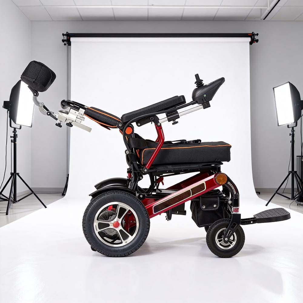 EU-Lager Elektrischer Rollstuhl mit zwei Batterien,Leichter Faltbarer Elektrorollstuhl, Tragbarer Faltbarer Transportrollstuhl