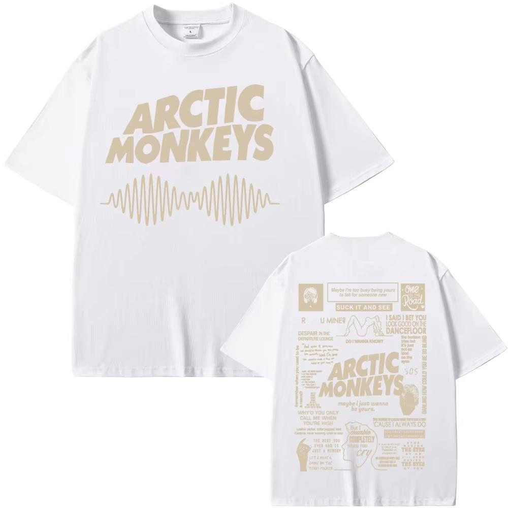 XIXI Fashion Retro Arctic Monkeys Album Tour Grafische T-shirts met dubbele opdruk Heren Dames Hip Hop Punk Rock T-shirt Casual Katoen Oversized T-shirt 2XL
