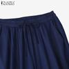 ZANZEA Womens Summer Loose Casual Drawstring Cropped Pants