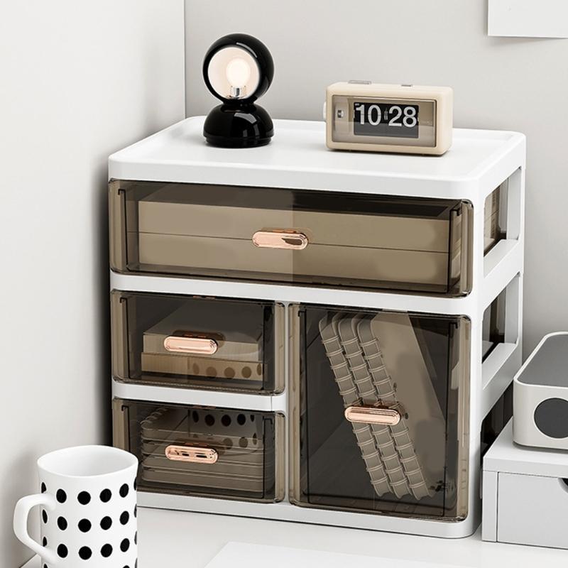 Connectable Plastic Shelf Set With Multiple Sections For Neat Home Or Office Use
