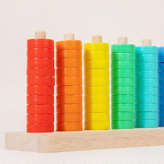 Wooden Rainbow Ring Toss Game Preschool Learning Color Matching Stacking Challenge Game Toddlers Educational Color Sorting Sequencing Toy