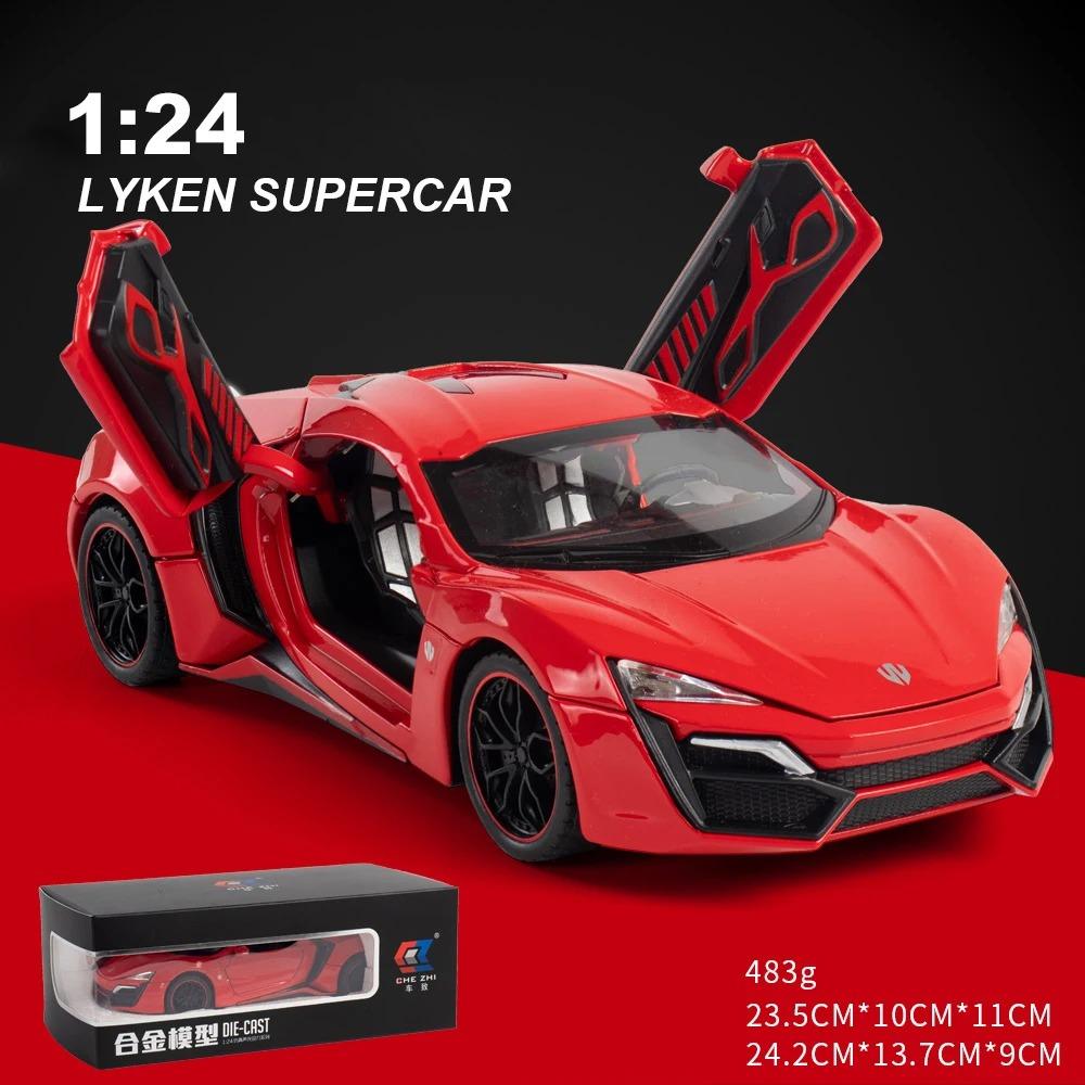 

1/24 Lykan Hypersport Модель автомобиля из сплава и игрушечные транспортные средства Коллекция игрушечных автомобилей из металла Детские игрушки Подарки для детей Форсаж красный
