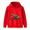 Kids Excavator Print Hoodie Casual Long Sleeve Pullover Sweatshirt for Boys Girls Construction Vehicle Pattern Tops