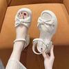 Fashion beach shoes women's outer wear summer new bow thick heel with platform sandals