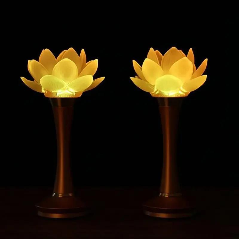 2pcs Copper Glazed Candle Holder Design Lotus Flower Holder Buddhist Supplies Prayer In Buddhist Temples Auspicious Feng Shui