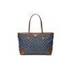 Ophidia Vintage Logo Large Capacity Denim And Leather Tote Bag Women Tote Bags Gray-Blue Brown 631685-2KQGG-8375