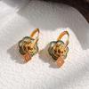 Retro color enamel new Chinese earrings drip glaze circle ethnic style niche light luxury high-end ear jewelry