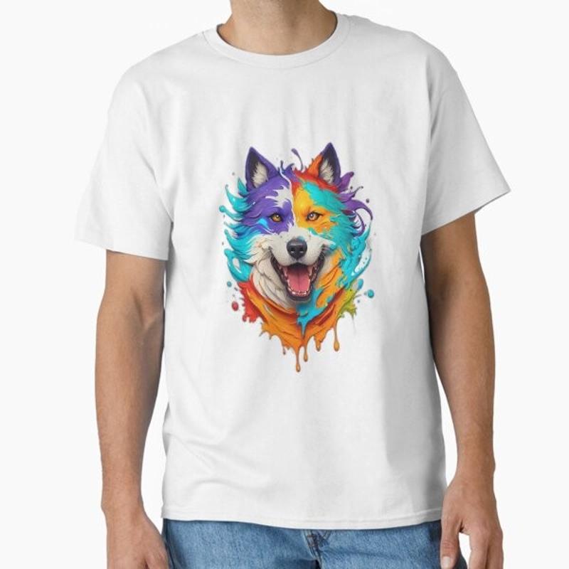 Splash Art Dog Classic T Shirt Made in US AUS Size S 2XL
