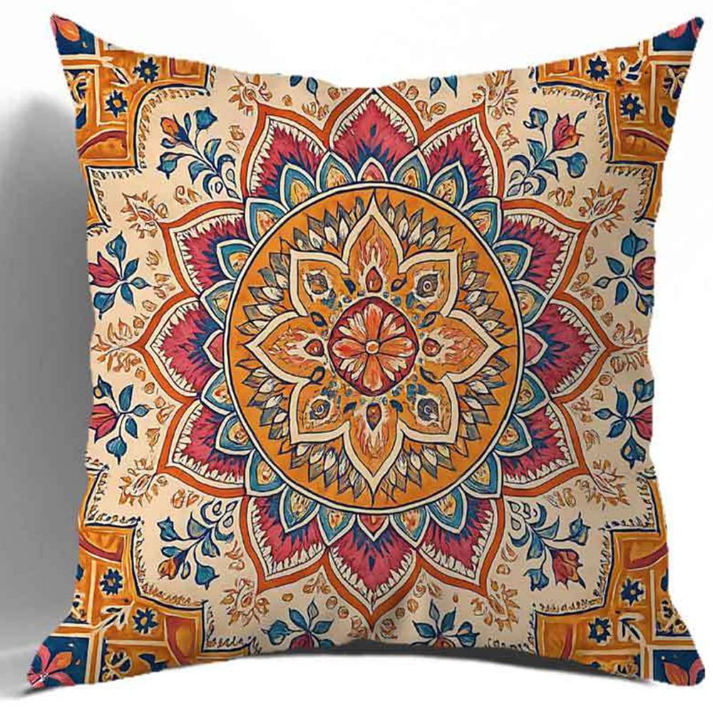 pc Bohemian Ethnic Mandala Decorative Cushion Cover D Print Polyester Pillow Case for Sofa Bed Car Office Home Decoration