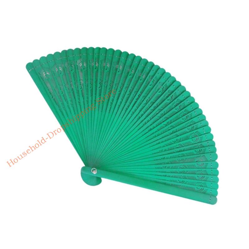 Decorative Hand Fan Folding Bamboos Hollow Carved Fan Photography Props Gift 85AD
