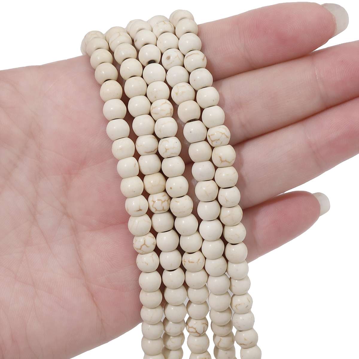 Synthetic White Turquoise Cylindrical Bead Block Spacer Bead Loose Bead DIY Bracelet Necklace Material Handmade Jewelry Accessories 36# 65pcs