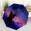 1pc Artistic Black Cat Automatic Open 8-Rib Windproof Umbrella, Travel & Commuting, Suitable for All Seasons
