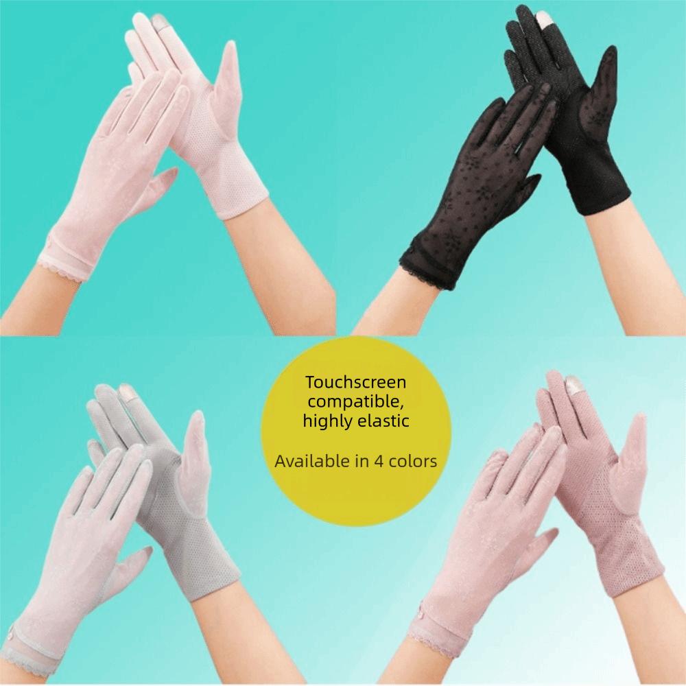 Lace Sunscreen Gloves Thin Touchscreen Gloves Summer Ice Silk Gloves  for Women Female Lady