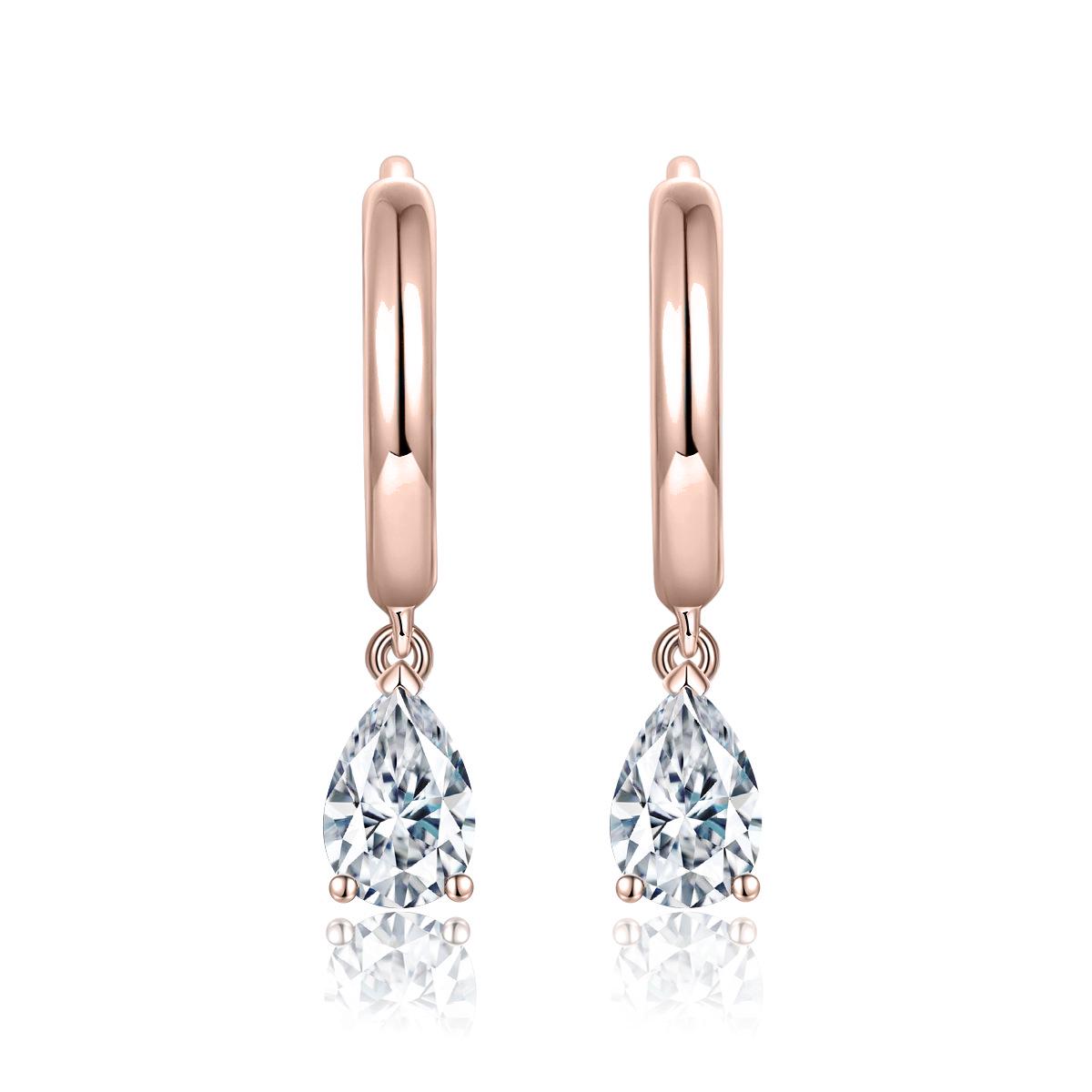 

Серьги-капли из муассанита 2025 4*6 мм, протестированные на алмаз, серебро S925 с покрытием из 18-каратного золота 1 Carat, S925 Silver