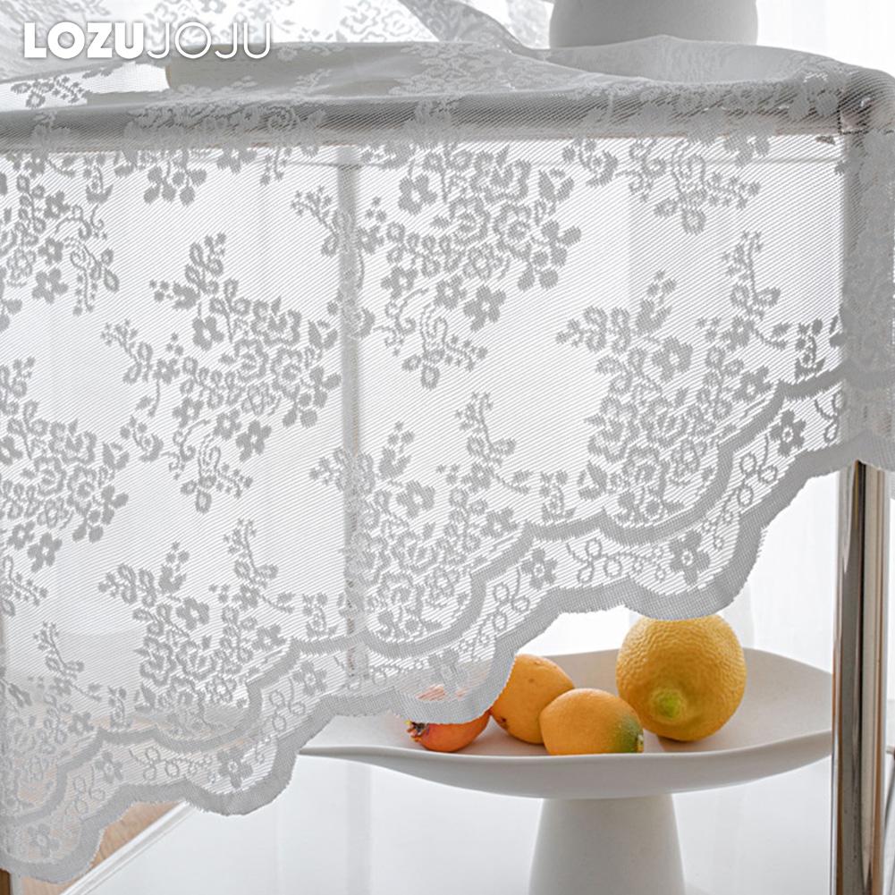 1PC LOZUJOJU White Lace Knitted Small Floral Chiffon Curtain for Living Room Bedroom Balcony Home Decor