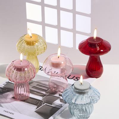 1pc Candle Sticks Holders Decorative Ornaments Glass Candlestick Candlelight Dinner Prop 5 Styles