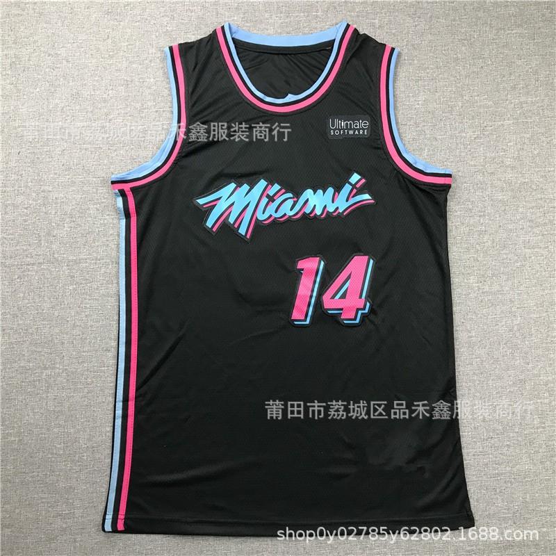 Maglia da Basket Miami Heat Uomo Donna Cotone Cucita Uniforme Squadra NBA Butler Wade Herro City Edition