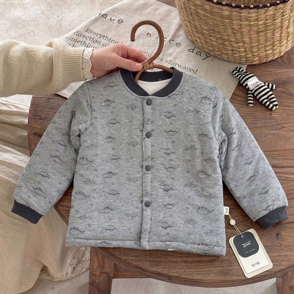Machine washable handmade cotton-padded jacket, children's cotton-padded jacket, student school uniform with thickened warm boys cotton-padded jacket
