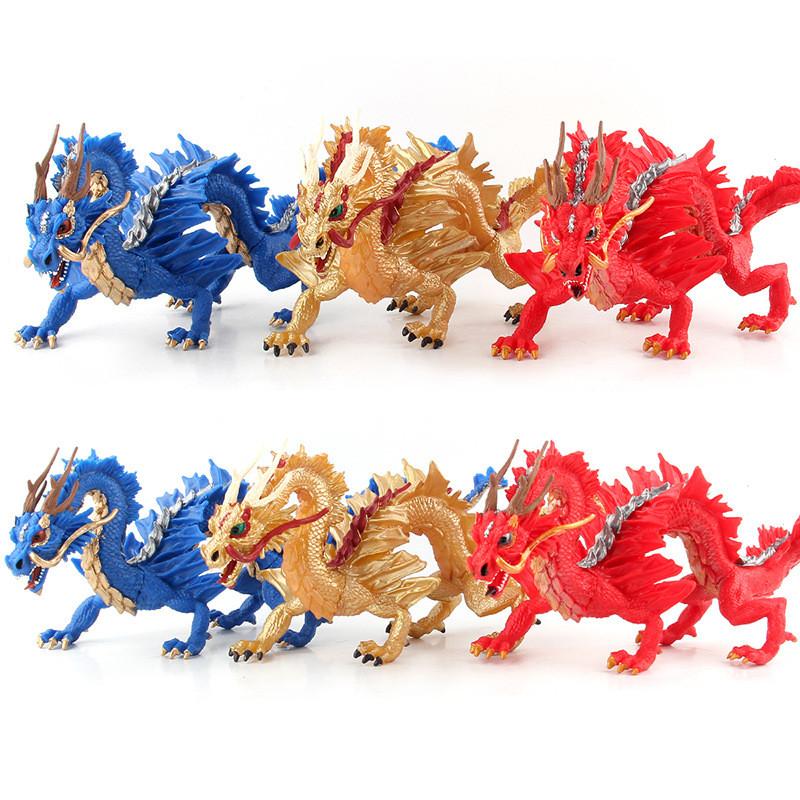 Exquisite Pvc Chinese Dragon Figurine Model For Collectors In Blue And Gold