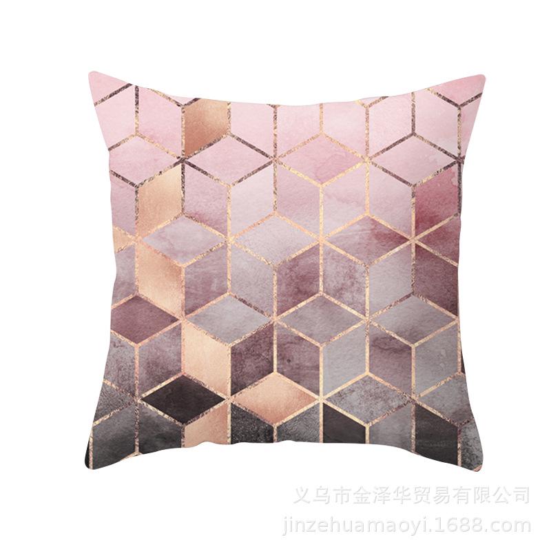 Modern Simple Pillow Cover Office Cushion Cover Pink Geometric Print Cushion Home Furnishings Home