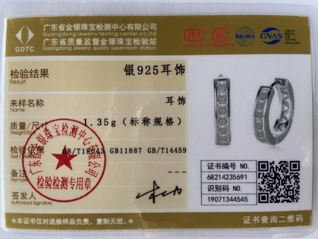 925 Sterling Silver Fashion AAA Zircon Round Pierced Earrings Wedding Jewelry