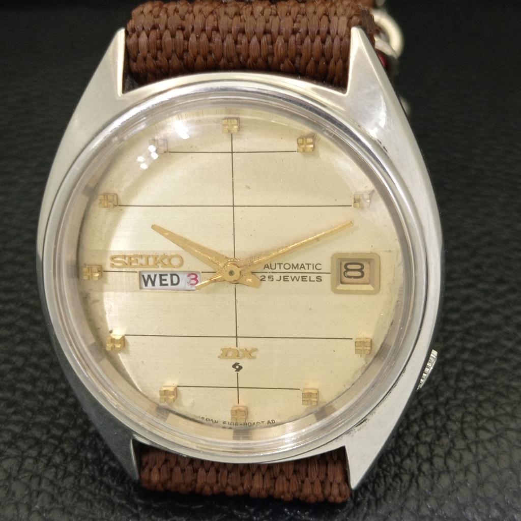 JAPAN VINTAGE SEIKO DX AUTOMATIC 6106B MENS ORIGINAL DIAL WATCH a702394-5 R124-a702394