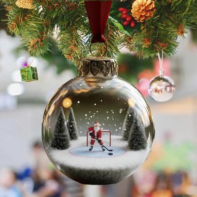 Kerstman Stadion Glazen Bol Ornament Kerstboom Hanger Decoratie met Sport Thema Feestelijke Vakantie Huisdecoratie