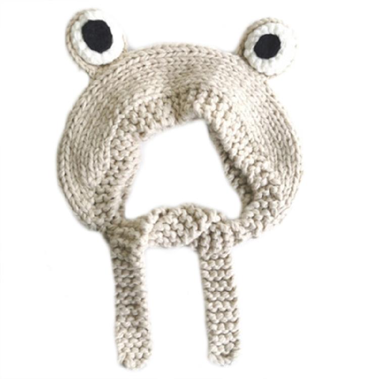 Cute for Frog Hat Big Ears Headgear Cartoon Knitted Hat Winter Warm Headdress