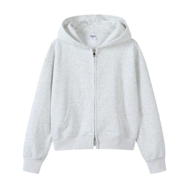 Silver Fox Velvet Women's 450g Heavyweight Hooded Sweatshirt - Short, Trendy Drop Shoulder Pullover for Autumn/Winter