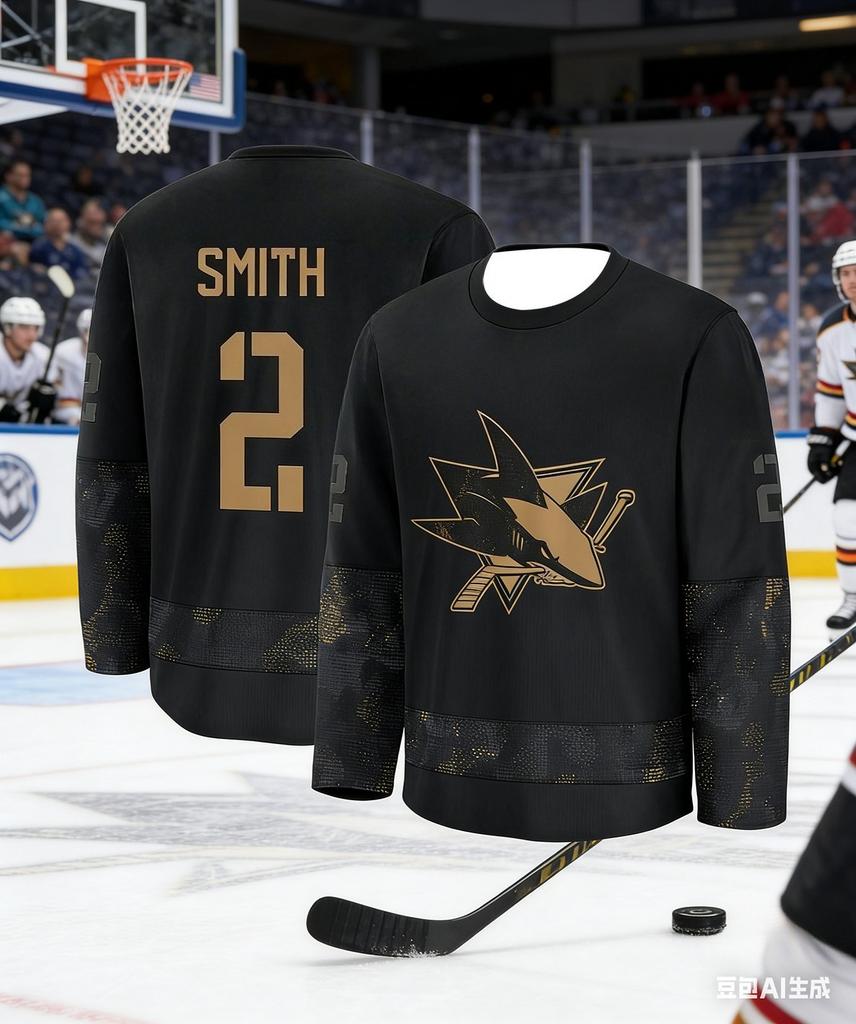 Maglia da Hockey su Ghiaccio da Uomo con Logo Squalo Stampato in 3D, Traspirante e Asciugatura Rapida, Top a Maniche Lunghe per Appassionati Entusiasti Bambini
