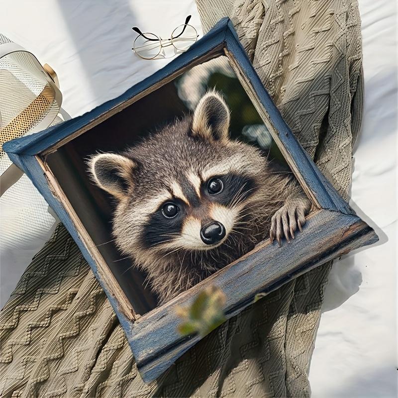 Contemporary Raccoon Cushion Covers Chair Living Room Pillowcase Cozy Zipper Sofa Pillow Covers Bedroom Indoor Home Decor