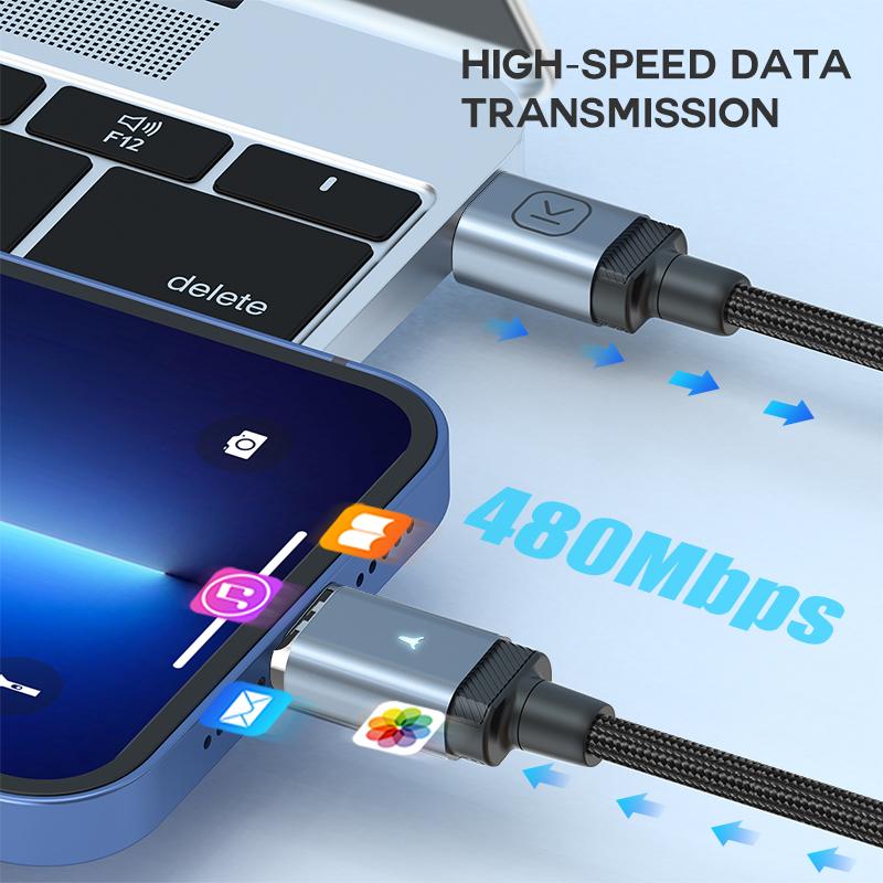 KUULAA Magnetic USB Fast Charging Cable Type C USB iPhone Cable Magnet Charger USB For iPhone 15 14 13 Xiaomi HUAWEI 65W Mobile Phone Wire Cord