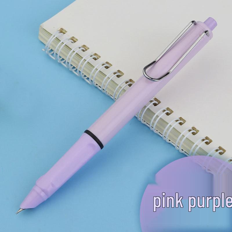 Refillable Ergonomic Fountain Pen for Students - Transparent Colored Plastic Design