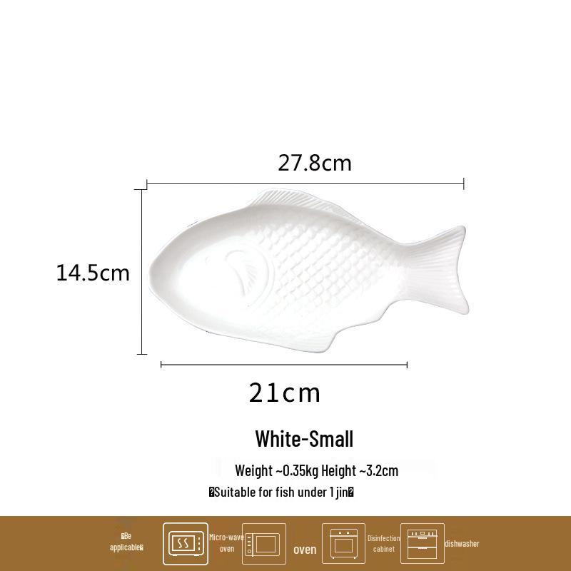 Japanese Glazed Ceramic Fish-Shaped Plate for Steamed Fish, Large and Creative Design for Restaurant or Home Use