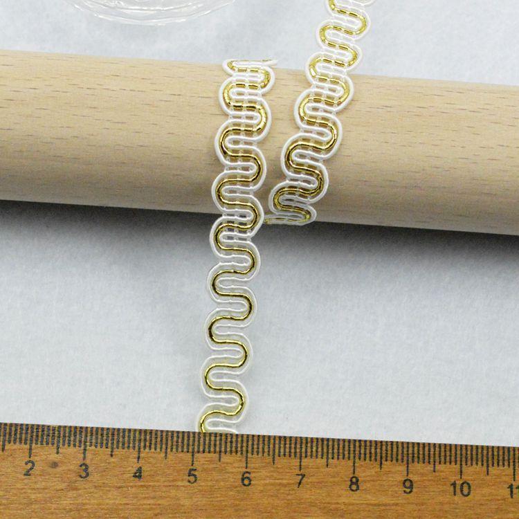 5 metri/16,4 piedi per confezione 1,0 cm pizzo cucito ricamo passamanerie nastri dorati tenda accessorio curvo artigianato fai-da-te fatto a mano decorazione reggiseno abiti