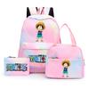 3Pcs/set Anime One Piece Anti-Theft Backpack Casual Daypack with Lunch Bag Pencil Case Back To School Daily Bookbag for Boy Girl Mochila Rucksack