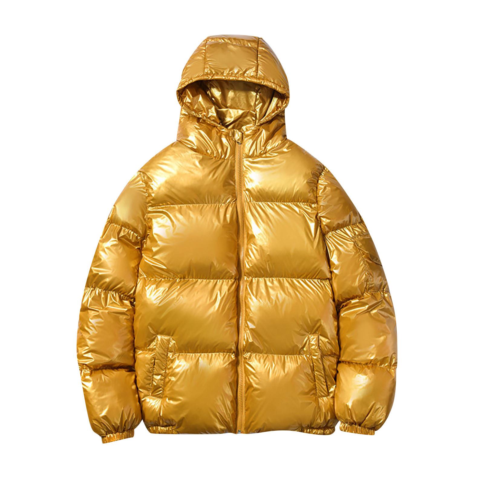 

Чоловічий пуховик Теплий бавовняний одяг Вільне пальто Хлібний костюм Потовщене тепле пальто з капюшоном XL золотий