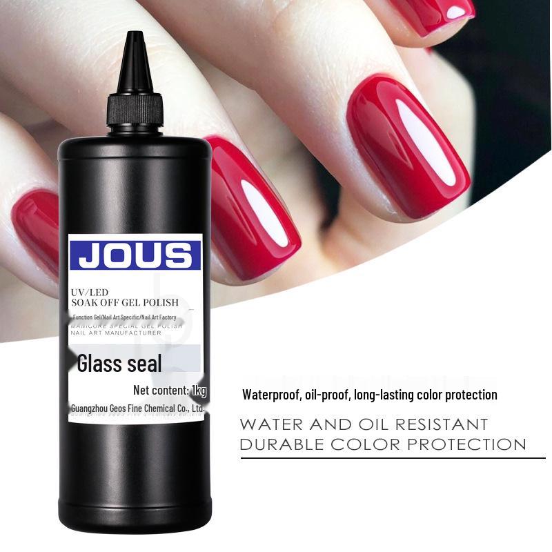 JOUS Enhanced Scratch & Wear-Resistant High-Gloss Gel Top Coat – Glass Finish, Waterproof & Oil-Proof, Large Bottle