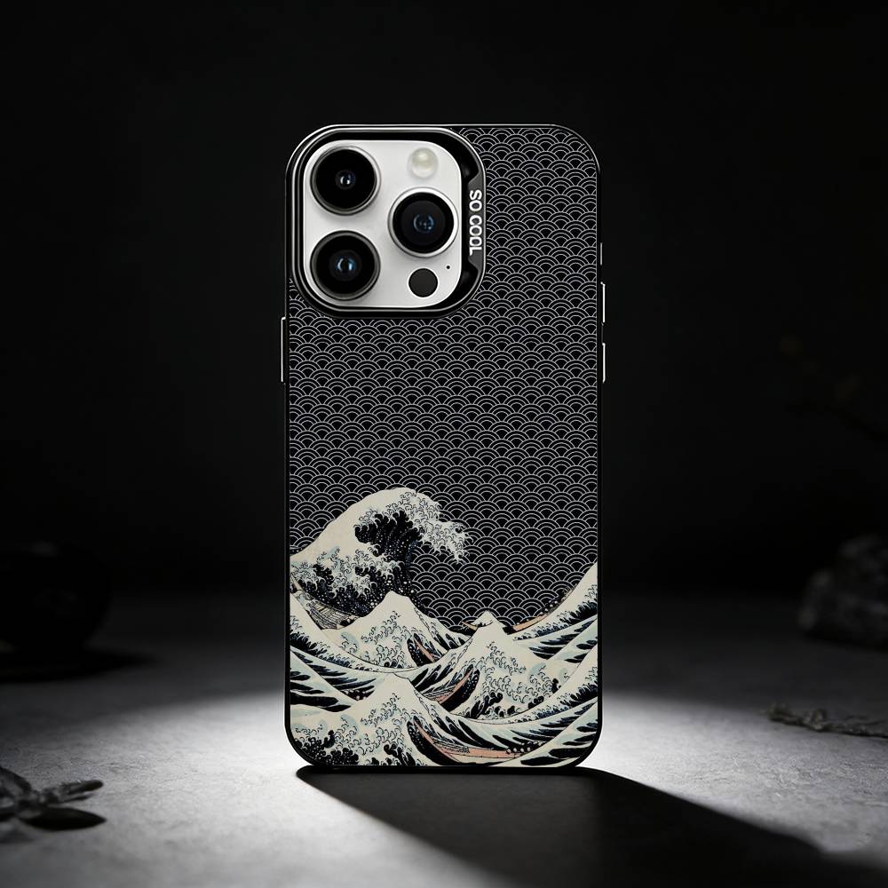 Great Wave Off K-Kanagawa Phone Case For iPhone 17,16,15,14,13,12,11 Plus,Pro Max,XS,Colored Silver Phone Case
