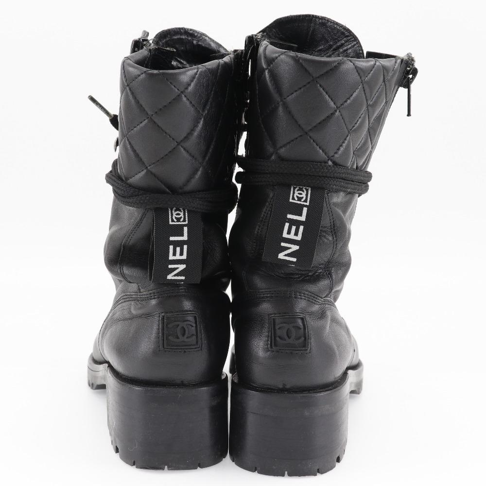 CHANEL boots Sports line black leather Women Used