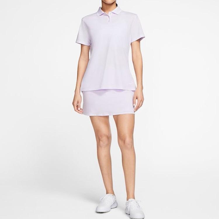 Nike Dri Fit Polo Shirts Women's Light Purple Polo Collar Moderate Straight Fit BV0218-509