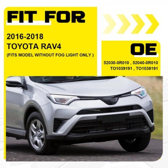 Driver Passenger Front Side Grille Fog Light Set Cover Fit 2016-2018 Toyota RAV4