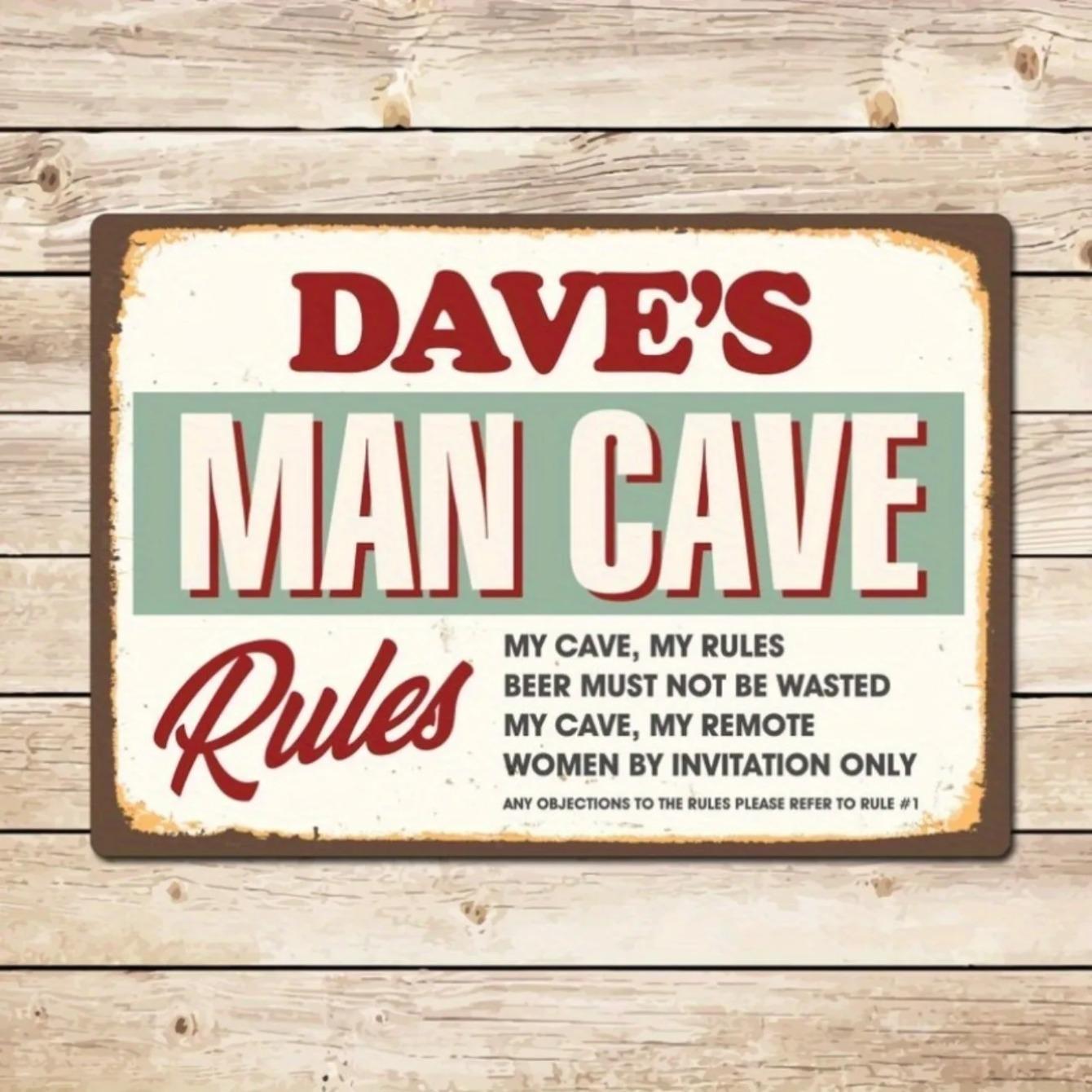 

Retro Metal Sign Man Cave Rules Vintage Bar Pub Garage Wall Decor білий