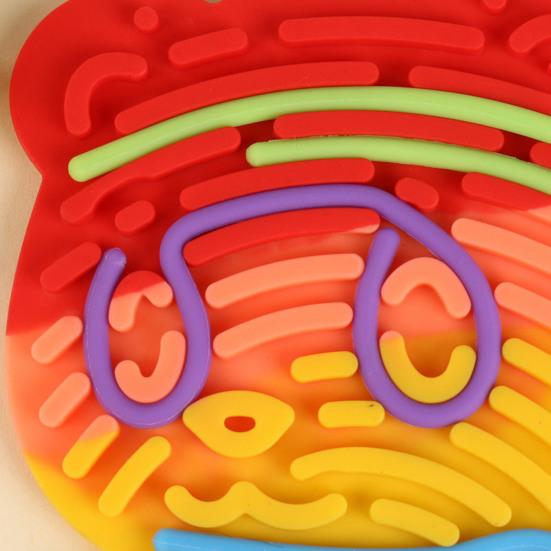Cartoon Bear Sensory Activity Board Stress Relief Double Sided Sensory Board with Silicone Strings Boys Girls Silent Fidget Toy Travel Essentials