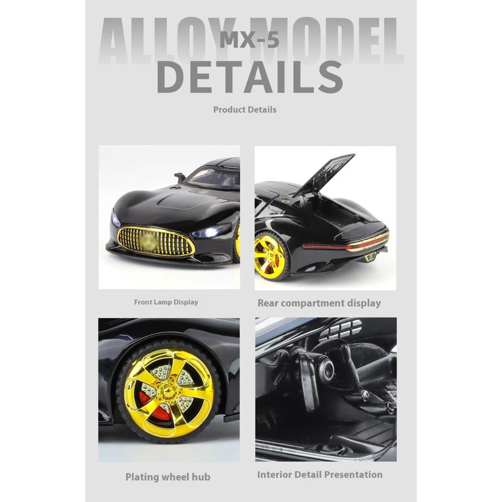 1/32 Benz AMG Alloy Model, Cool Sound and Light, Four-wheel Shock Absorption, Exquisite Desktop Ornaments, Christmas/birthday Gifts